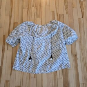 A New Day Blue and White Patterned Blouse